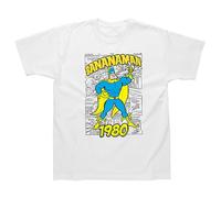 Beano Comics Mens T Shirt (Bananaman 1980 Design). Machine Washable Mens Tshirt, Mens White T Shirt, Beano T Shirts for Men UK, Beano Tshirt Men - Genuine Merchandise