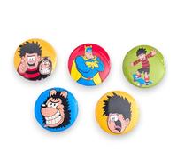 Beano Dennis The Menace & Gnasher Button Pin Badge Set of 5