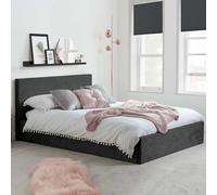 beano fabric ottoman double bed in black crushed velvet