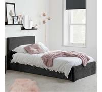 beano fabric ottoman single bed in black crushed velvet