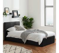 beano faux leather ottoman storage single bed in black