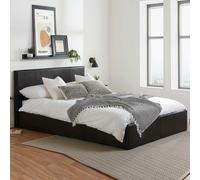 beano faux leather ottoman storage small double bed in black