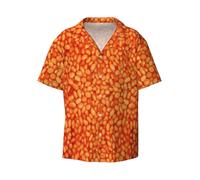 (Beans In Things Pattern_8242) Men's Hawaiian Shirts Cuban Collar Vintage Bowling Short Sleeve Button Down Beach Shirt Casual Summer Vacation Wear Retro Tee