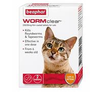 Beaph-ar WORMclear Cat Kitten Wormer kills Roundworm Tapeworm Vet Strength Tablet … (2 Tablets)