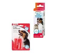 Beaphar | 1 x 2 Pack Finger Toothbrush & 1 x 2 Pack Finger Pad for Teeth Cleaning Bundle | Ideal for Sensitive Pets |Help Reduce Plaque & Fresehn Breath