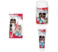 Beaphar |1 x Anti-Plaque Dental Powder, 75g & 1 x Toothbrush & 1 x Toothpaste, 100g Bundle | for Dogs & Cats | Helps Prevent Bad Breath and Combat Plaque