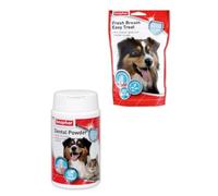 Beaphar | 1 x Fresh Breath Easy Treats for Dogs, 150g & 1 x Anti-Plaque Dental Powder for Dogs & Cats, 75g Tub Bundle