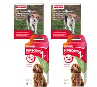 Beaphar | 2 x FIPROtec Spot-On + 2 x Easy One Dose Worming Tablets Bundle | For Large Dogs (20-40kg)