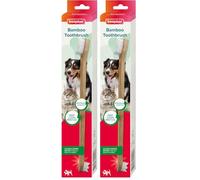 Beaphar - Bamboo Toothbrush - Dental Care for Cats & Dogs - Water Resistant Beeswax Coating - Deep Clean Bristles for Hard-to-Reach Areas - Double-Ended, Multi-Headed Toothbrush for All Mouth Sizes