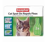 Beaphar, Cat Spot-On Repels Fleas, Plant-Based Parasite Protection, Contains Natural Herbal Extract Margosa, Up To 4 Weeks Of Protection, 3 Pipettes