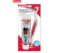 Beaphar - Toothbrush & Toothpaste Dental Care Kit - for Dogs & Cats - Includes a Double-Ended Toothbrush & Liver-Flavoured Enzymatic Toothpaste, 100g Tube