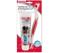 Beaphar - Toothbrush & Toothpaste Dental Care Kit - for Dogs & Cats - Includes a Double-Ended Toothbrush & Liver-Flavoured Enzymatic Toothpaste, 100g Tube