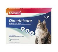 Beaphar - Dimethicare Line-On Flea & Tick Control for Cats - 3 pipettes - Physically Immobilises Fleas, Ticks & Other Parasites - Pesticide-Free - For Cats from 12 weeks old