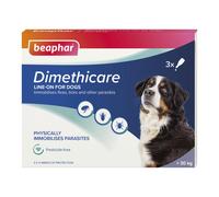 Beaphar - Dimethicare Line-On Flea & Tick Control for Large Dogs over 30kg - 3 pipettes - Physically Immobilises Fleas, Ticks & Other Parasites - Pe