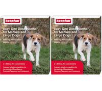 Beaphar - Easy One Dose Worming Tablets For Medium & Large Dogs - Dogs Over 12 Weeks Old & Over 8kg - Kills Roundworms, Tapeworms & Hookworms - Veterinary medicine -Easy-To-Give - 2 Tablet Pack