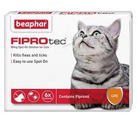 Beaphar® FIPROtec® Kill Flea Ticks Spot On Drop Treatment Protection for Small Medium Large XL Dogs Puppies & Cats (Cats, 6 Treatments)