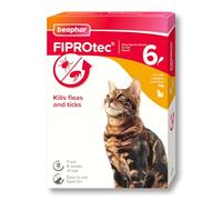 Beaphar - FIPROtec Spot-On Flea & Tick Treatment for Cats - 6 Pipettes - Kills Fleas & Ticks - Veterinary Medicine - Easy to Apply Monthly - For Cats & Kittens from 8 Weeks Old, Weighing Over 1kg