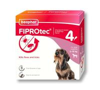 Beaphar - FIPROtec Spot-On Flea & Tick Treatment for Small Dogs 2-10kg - 4 Pipettes - Kills Fleas & Ticks - Veterinary Medicine - Easy to Apply Monthly - Suitable for Dogs & Puppies from 8 Weeks