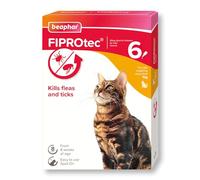 Beaphar - FIPROtec Spot-On for Cats - Kills Fleas & Ticks - Vet Strength Treatment - Easy to Apply - Suitable for Cats & Kittens from 8 Weeks of Age, Weighing more than 1kg - 6 Pipettes
