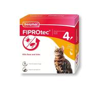 Beaphar FIPROtec Spot-On Kills Fleas Ticks Vet Strength Treatment Easy to Apply Suitable for Cat Kittens 8 Weeks Age Weighing more than 1kg 4 Pipettes