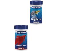 Beaphar |King British 1 x Daphnia Treats, 18g & 1 x Bloodworm Treats, 7g Bundle | For All Aquarium Fish |Natural Treat for all Aquarium Fish, Turtles, & Terrapins