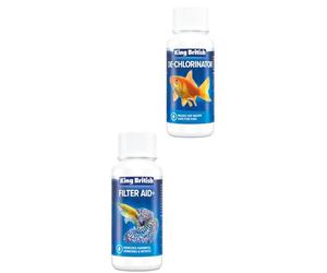Beaphar |King British 1 x Filter Aid+ 100ml & 1 x De-Chlorinator 100ml Bundle | For Coldwater, Tropical & Marine Aquariums |Makes Tap Water Safe for Fish