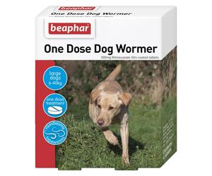 Beaphar One Dose Wormer for Large Dogs 4 Tablets (Pack of 2, Total 8 T