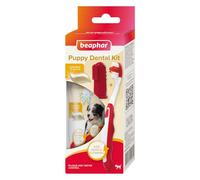 Beaphar - Puppy Dental Care Kit - Toothbrush, Finger Toothbrush & Camomile-Flavoured Toothpaste with Enzymes - Helps Control Plaque & Tartar - 1x Toothbrush, 1x Finger toothbrush & 50g Toothpaste
