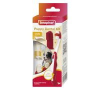 Beaphar - Puppy Dental Care Kit - Toothbrush, Finger Brush & Camomile-Flavoured Toothpaste with Enzymes - Helps Control Plaque & Tartar - 1x Brush, 1x Finger Toothbrush & 50g Toothpaste
