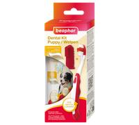 Beaphar - Puppy Dental Care Kit - Toothbrush, Finger Toothbrush & Camomile-Flavoured Toothpaste with Enzymes - Helps Control Plaque & Tartar - 1x Toothbrush, 1x Finger toothbrush & 50g Toothpaste