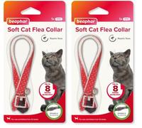 Beaphar - Soft Flea Collar for Cats - Repels Fleas For up to 8 Weeks - Adjustable Fit With Safety Mechanism - For Cats From 12 Weeks of Age - 1 x Sparkle Collar - Colour May Vary (Pack of 2)