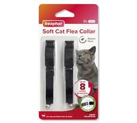Beaphar - Soft Flea Collar for Cats - Twin Pack - Repels Fleas For up to 8 Weeks - Adjustable Fit With Quick Release Safety Buckle - For Cats From 12 Weeks of Age - 2 x Velvet Collar - Colour May Vary