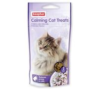 Beaphar - Herbal Calming Cat Treats - Helps Reduce Stress & Problem Behaviour - Delicious Meaty Treats - Contains the Natural Herb Valerian, Hop Flowers, & Melissa - 35g Resealable Bag