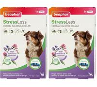 Beaphar - StressLess Herbal Calming Collar for Dogs - Reduces Stress & Anxiety at Home and On-the-Go - With Valerian & Lavender - 6 Weeks Long-Lasting Support - 1x Adjustable Collar (65cm) (Pack of 2)