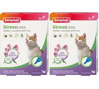 Beaphar - StressLess Herbal Calming Spot-On for Cats - Reduces Stress & Anxiety at Home and On-the-Go - With Valerian Extract - For Cats & Kittens - 3 x 1 W oses -Easy-to-Use Spot-On Pipettes