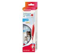 Beaphar - Toothbrush & Toothpaste Dental Care Kit for Cats & Dogs - Double-Ended Brush & Liver-Flavoured Toothpaste with Enzymes - Helps Control Plaque & Tartar - 1 Toothbrush and 100g Tube