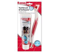 Beaphar | Toothbrush & Toothpaste Dental Care Kit | for Dogs & Cats | Includes A Double-Ended Toothbrush & Liver-Flavoured Enzymatic Toothpaste, 100g Tube, 2 Count (Pack of 1)