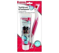 Beaphar - Toothbrush & Toothpaste Dental Care Kit - for Dogs & Cats - Includes a Double-Ended Toothbrush & Liver-Flavoured Enzymatic Toothpaste, 100g Tube