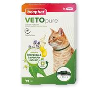 Beaphar - VETOpure Flea Collar for Cats - Plant-Based Protection - Repels Fleas for up to 12 Weeks - Contains Margosa & Lavender Extract - Safety Stretch Adjustable Collar 35cm