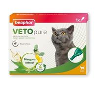 Beaphar - VETOpure Flea Spot On for Cats, 1 pipette - Plant-Based Protection - Single Treatment Repels Fleas for up to 4 Weeks - Contains Margosa Extract