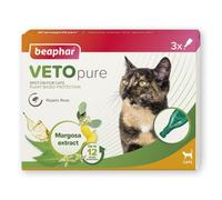 Beaphar - VETOpure Flea Spot-On for Cats - 3 pipettes | Repels fleas for up to 4 weeks, 3 pipette pack giving up to 12 weeks plant-based flea protection, for cats from 12 weeks old