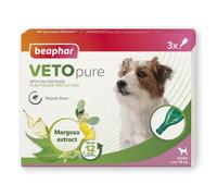 Beaphar - VETOpure Flea Spot-On for Dogs (less than 15kg) - 3 pipettes | Repels fleas for up to 4 weeks, 3 pipettes giving up to 12 weeks plant-based flea protection, dogs (<15kg) from 12 weeks old