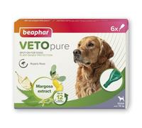 Beaphar - VETOpure Flea Spot-On for Dogs (over 15kg) - 6 pipettes | Repels fleas for up to 4 weeks, 6 pipettes giving up to 12 weeks plant-based flea protection, dogs (>15kg) from 12 weeks old