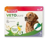 Beaphar - VETOpure Flea Spot-On for Dogs (Over 15kg) - Repels Fleas For Up To 4 Weeks - Plant-Based Flea Protection - 6 Pipette Pack Providing Up to 12 Weeks Flea Repellency -Dogs From 12 Weeks Old