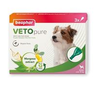 Beaphar - VETOpure Flea Spot On for Dogs under 15kg, 3 pipettes - Plant-Based Protection - Repels Fleas for up to 4 Weeks - Pack Provides up to 12 Weeks Protection - Contains Margosa
