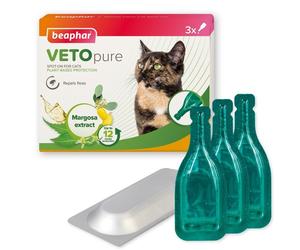 Beaphar VETOpure Plant-Based Protection Flea Spot-On for Cats - 3 Pipettes - 12 Week Protection