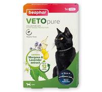 Beaphar - VETOpure Reflective Flea Collar for Cats - Plant-Based Protection - Repels for up to 12 Weeks - Contains Margosa & Lavender Extract - Safety Stretch Adjustable Collar 35cm