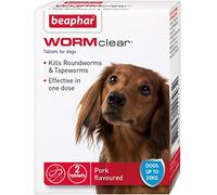 Beaphar - WORMclear® Tablets for Dogs up to 20kg - 2 Tablets - Kills All Common UK Intestinal Worms (Roundworms & Tapeworms) - Vet Strength Wormer - Pork-Flavoured - For dogs over 2 weeks old & 3kg