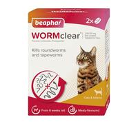 Beaphar - WORMclear® Tablets for Cats - 2 Tablet Pack - Kills All Common UK Intestinal Worms (Roundworms & Tapeworms) Vet Strength Worm Treatment - Meaty-Flavoured - For Cats Over 6 Weeks Old & 1kg