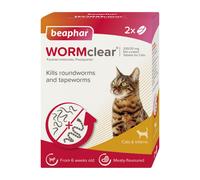 Beaphar - WORMclear Tablets for Cats - 2 Tablet Pack - Kills All Common UK Intestinal Worms (Roundworms & Tapeworms) - Vet Strength Worm Treatment -